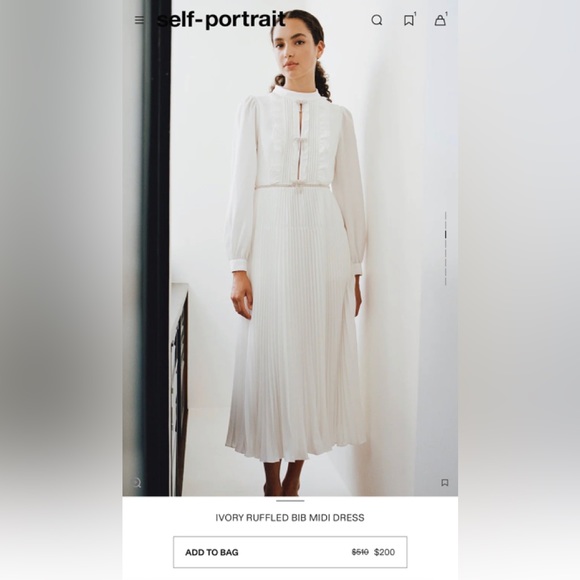 Self-Portrait Dresses & Skirts - Self Portrait IVORY RUFFLED BIB MIDI DRESS